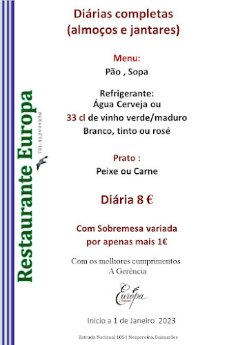 Restaurante Europa - Prato do dia - Guimarães