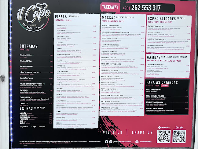 Reviews of Il Capo Ristorante Italiano Nazare in Nazaré - Gastronomia e hotelaria