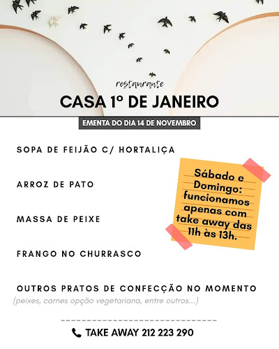 Opinii despre Casa 1º de Janeiro în Seixal - Gastronomia e hotelaria