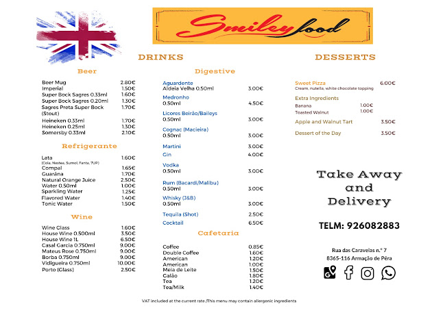 Opinii despre Restaurante Smiley Food în Armação de Pêra - Gastronomia e hotelaria