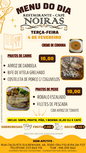 Café Restaurante Noiras Prato do dia
