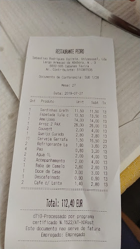 Opinii despre Restaurante Pedro în Tavira - Gastronomia e hotelaria